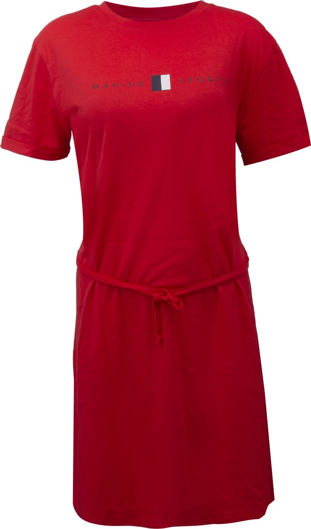 MARINE - Tričkové šaty s páskem, Červená