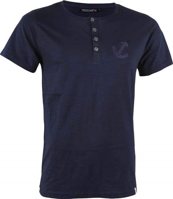 MARINE - pánské triko s knoflíky - Námoř. Modrá