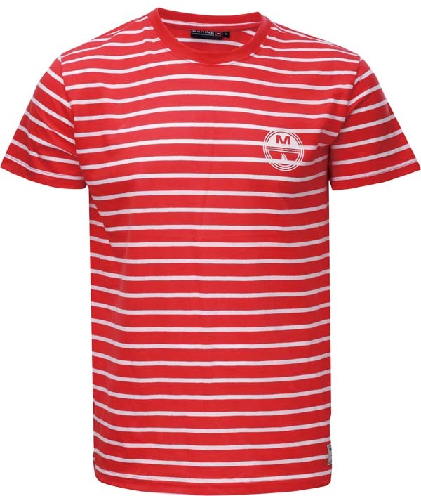 MARINE - Pánské triko s námořními pruhy, Červená