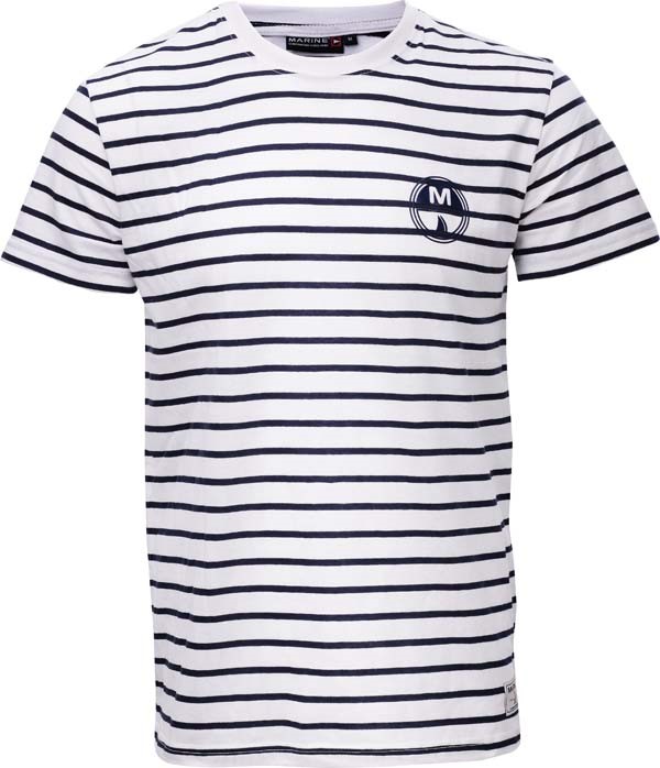 MARINE - Pánské triko s námořními pruhy, Bílá Comb