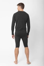 2117 of Sweden Pauki pánské merino tričko s dlouhým rukávem, Dark Grey Melange (3)
