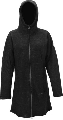 TN - dámský fleece kabát s kapucí - černý melír