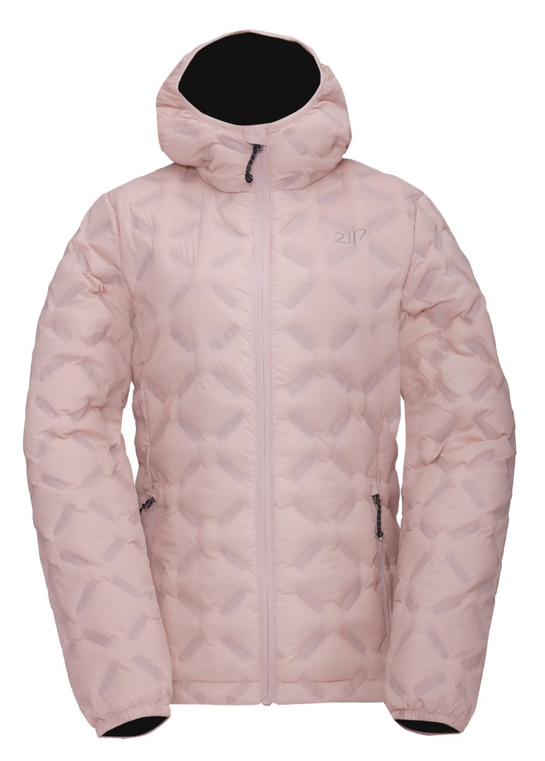 ISABO - Dámská péřová bunda s kapucí, světle růžová