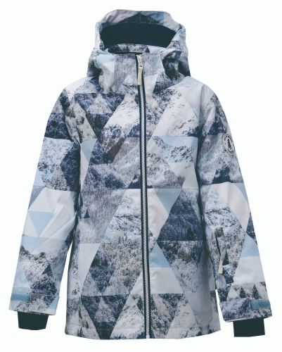 TÄLLBERG - midi dětská zimní/lyžařská bunda s kapucí, AOP