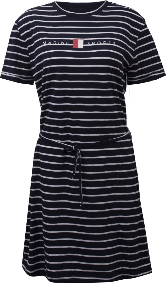 MARINE - Tričkové šaty s páskem, Námořnické proužky