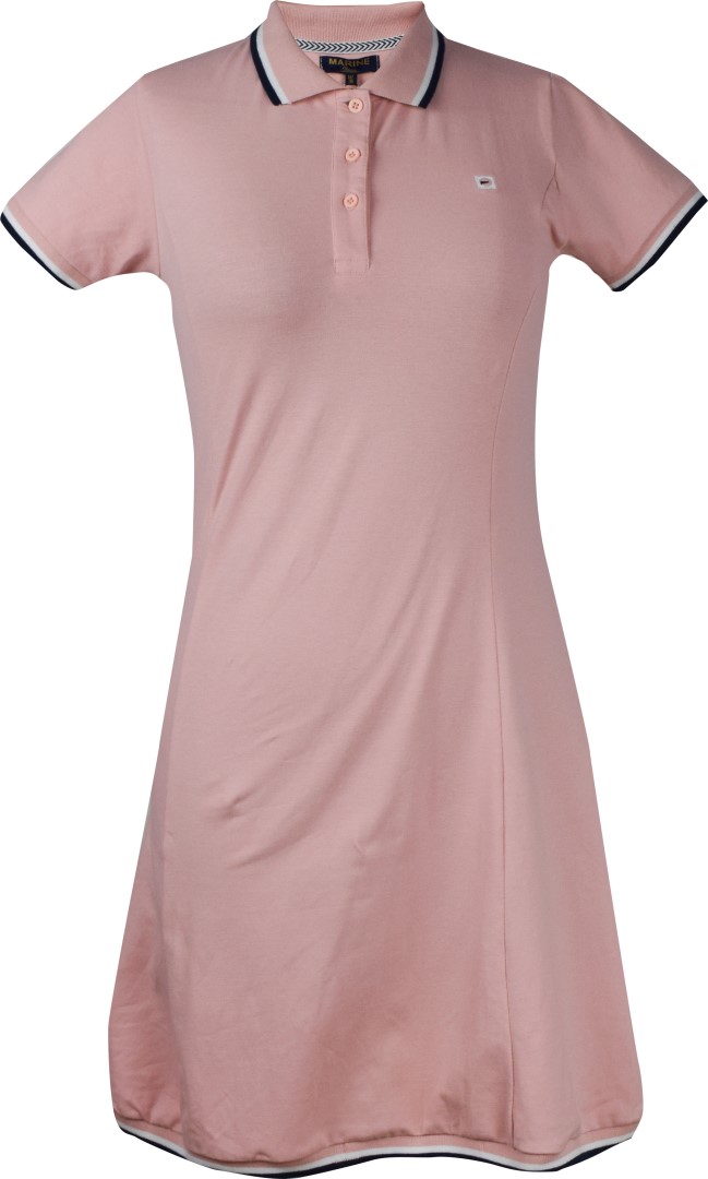 MARINE - Piké bavlněné šaty s límečkem, Sv.Růžová