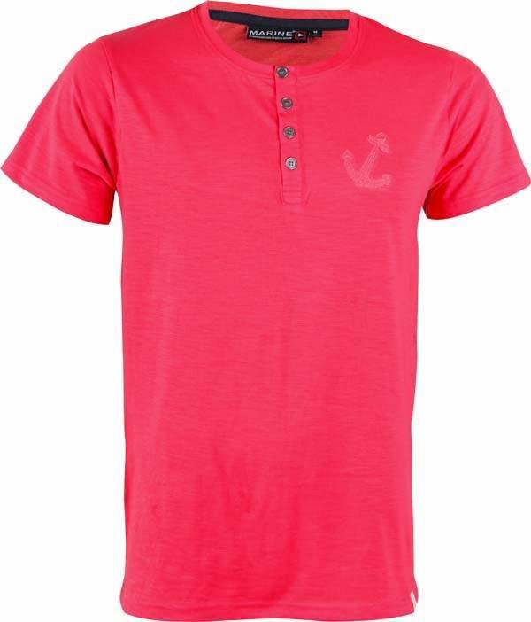 MARINE - pánské triko s knoflíky - Červená
